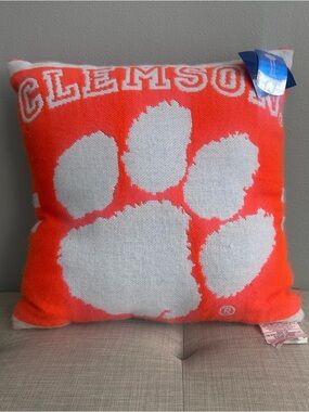 Clemson Tigers Officially Licensed Orange Paw Knit Decorative Pillow 16” New